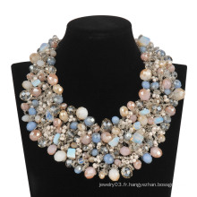 Grand luxe plein de perles de verre dans un collier coloré (XJW13605)